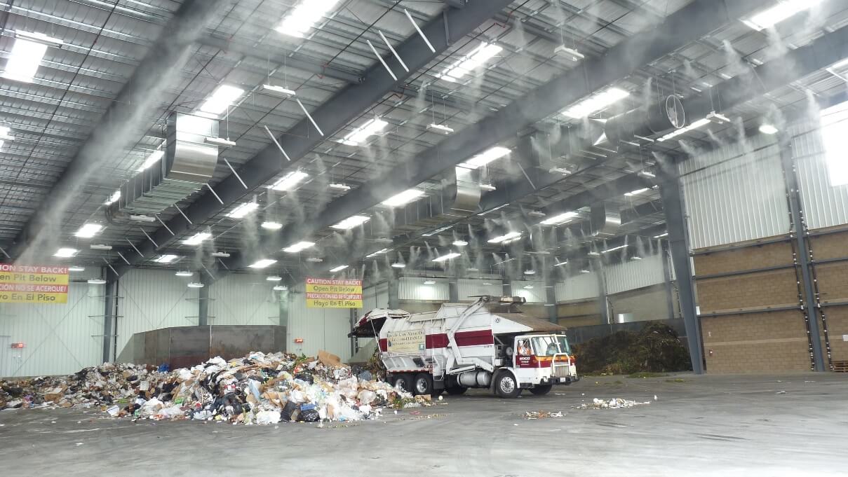 misting system for trash removal