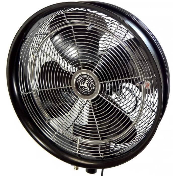 18" Oscillating Shrouded Outdoor Wall Mount Fan (Ring, 5 Nozzles and 3/8 Hose Fitting Included)